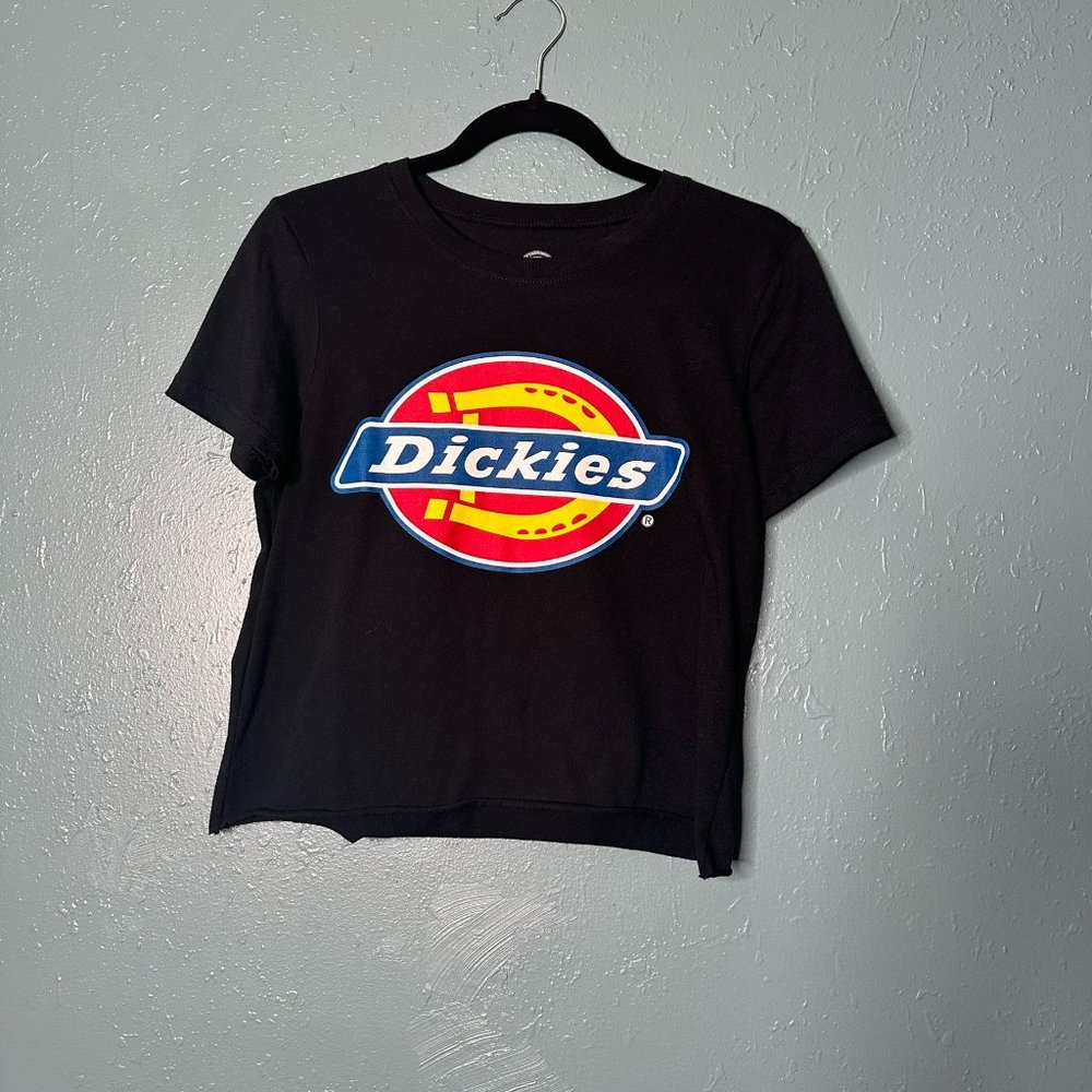 Dickies Womens Black Crop Top Raw Cut Large